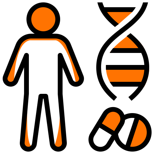 Visual representation of big data technologies used for creating and refining personalized medication plans through medical records and genomic data.